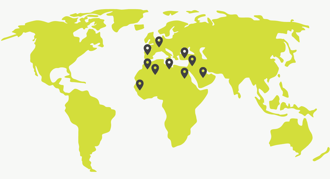 Las Raíces global presence — markets across Europe, Africa, the Middle East and beyond